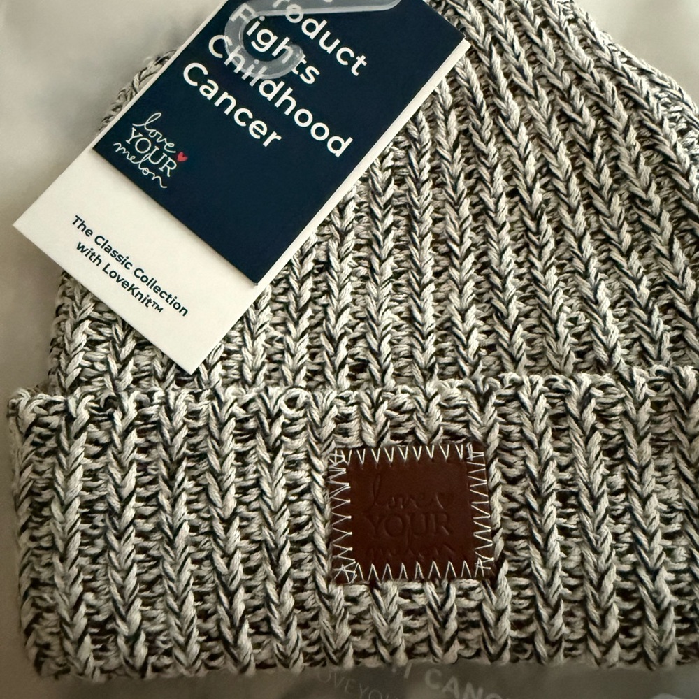 Kids Love Your Melon Black and White Knit Hat